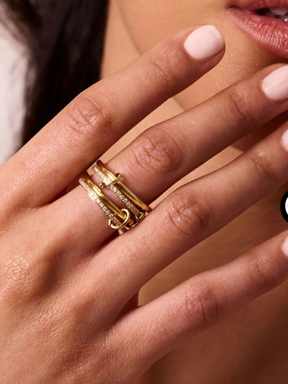 Electric Picks Heiress Gold Stacked Link & Band Ring Set - Women Jewelry size 8
